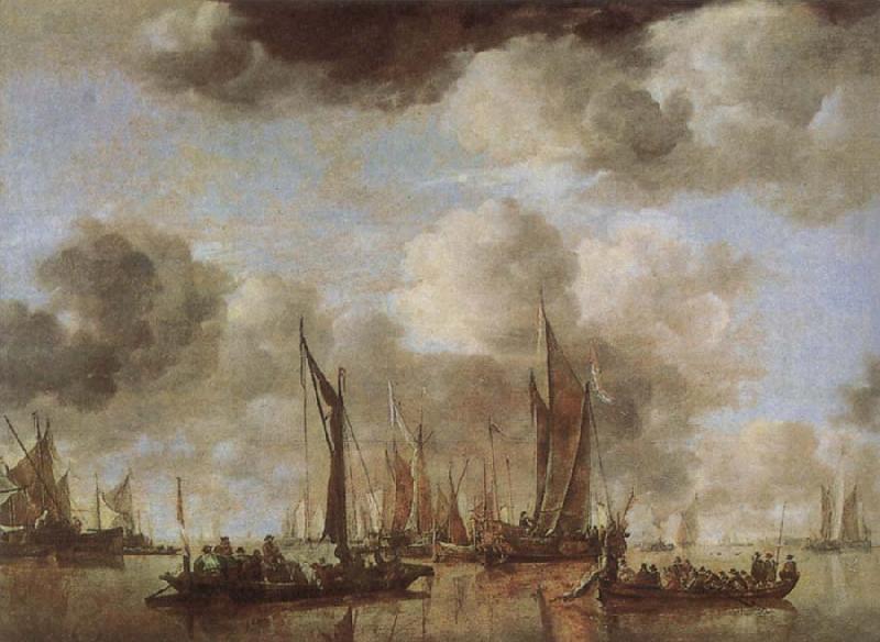 Jan van de Cappelle A Shipping Scene with Dutch Yacht oil painting picture